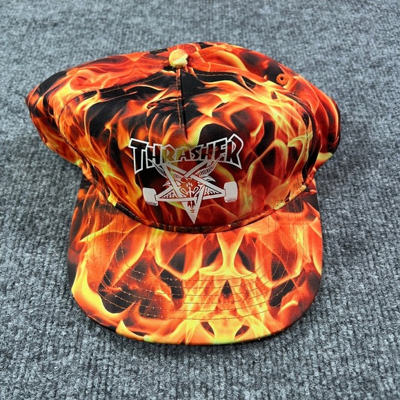 Thrasher Other - RARE Thrasher Inferno Fire Flame Skate Goat Snapback Hat Orange Mens